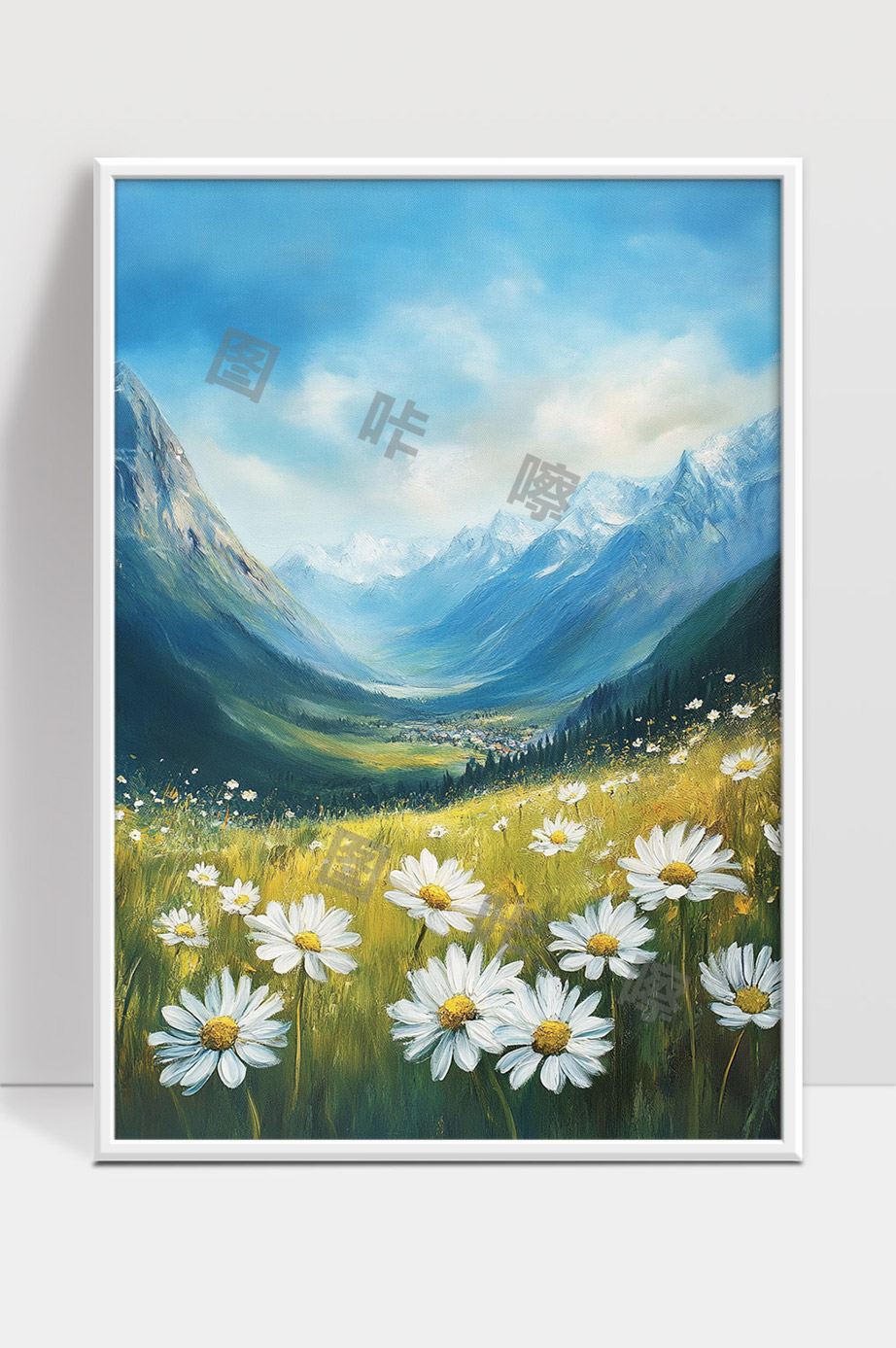 高山花海宁静的自然风光唯美山谷春日景色