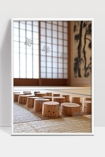 日式榻榻米房间木质围棋棋盘布局静谧氛围