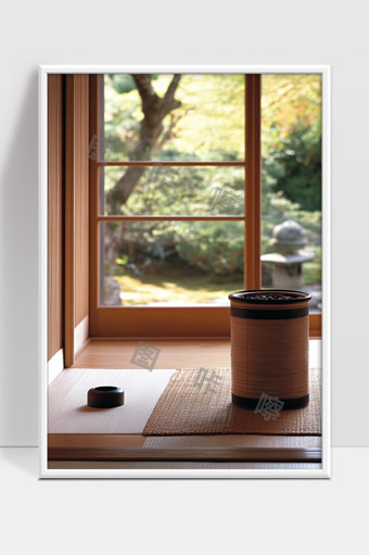 日式茶室窗边禅意空间与自然庭院景致