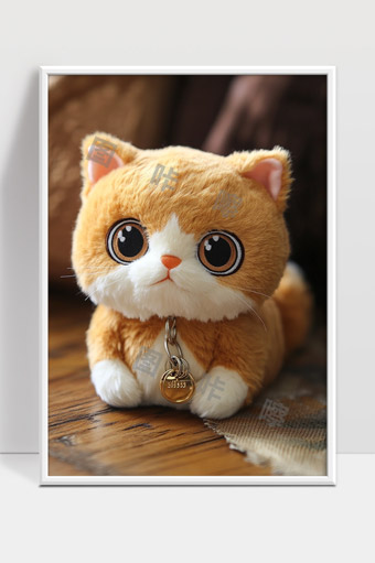 可爱萌宠大眼猫咪毛绒玩具摆件