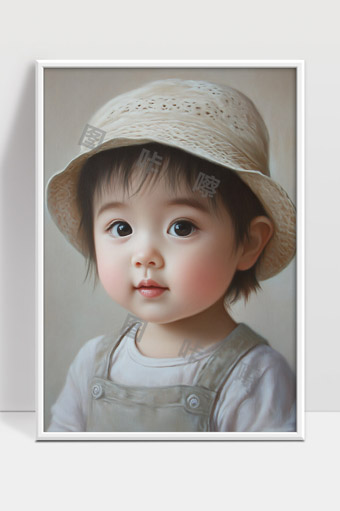 可爱小童戴帽子温馨甜美萌娃写真照