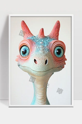 卡通风格可爱多彩恐龙形象特写萌趣设计