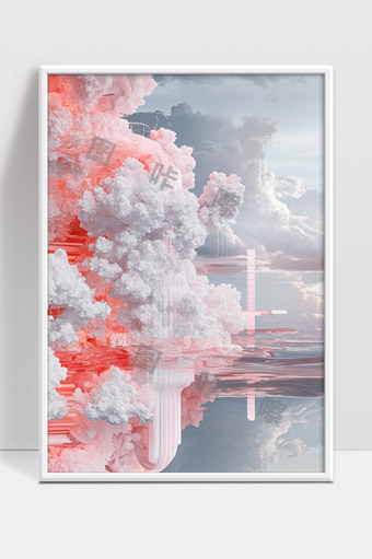 梦幻云海中的粉色光影与未来感建筑交织之美