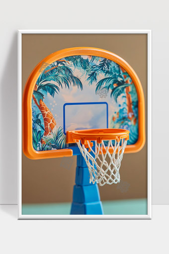 儿童室内篮球架热带森林动物图案设计