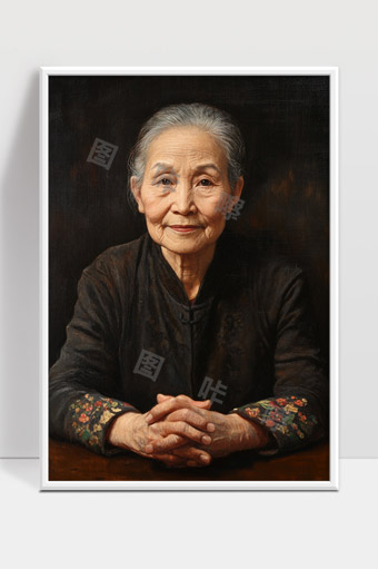 慈祥老人细腻写实油画作品展现岁月沧桑感