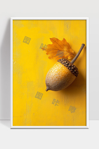 秋天色彩的橡果和枫叶静物摄影艺术