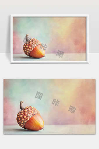 温暖色调橡果静物摄影唯美自然背景图