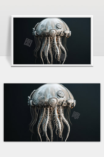 未来机械章鱼融合科技与生物的高科技机器人造型