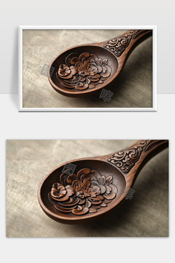 精美手工雕刻木勺花纹图案展示