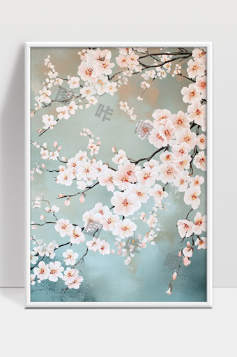 春日盛开的粉色樱花枝头绽放自然美景