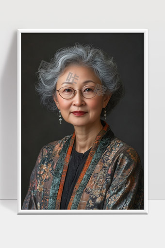 优雅智慧中华传统文化气质银发女性肖像