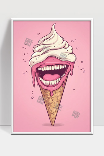 创意卡通冰淇淋融化嘴巴趣味表情设计
