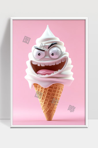 滑稽搞怪表情的冰淇淋甜筒创意造型
