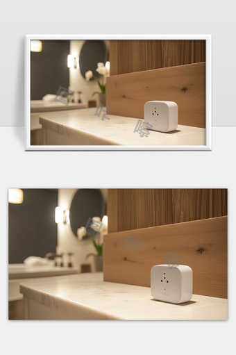 智能家居语音控制设备安放在简约现代浴室内