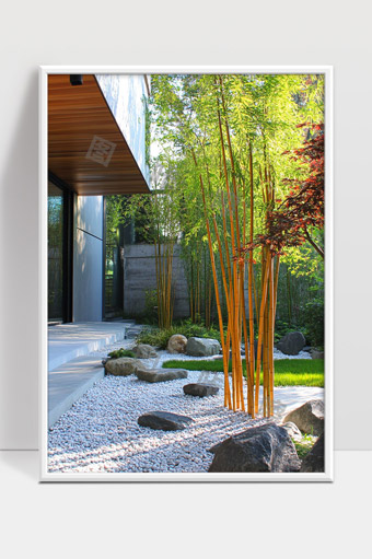 现代简约日式竹林庭院静谧自然景观设计