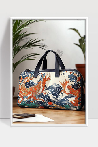 中国风鲤鱼祥云纹手提包彰显传统文化魅力