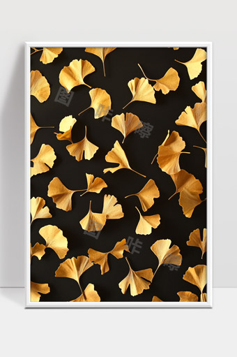 金黄色银杏树叶秋天落叶自然美景