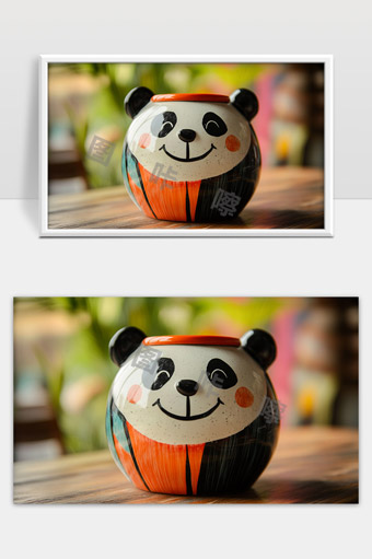 可爱卡通熊猫陶瓷花盆桌面装饰摆件
