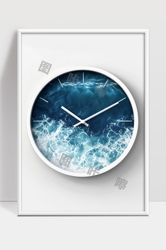 海洋波涛主题创意时钟设计现代简约风格