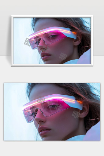 未来感炫彩护目镜女性特写潮流时尚科技感写真