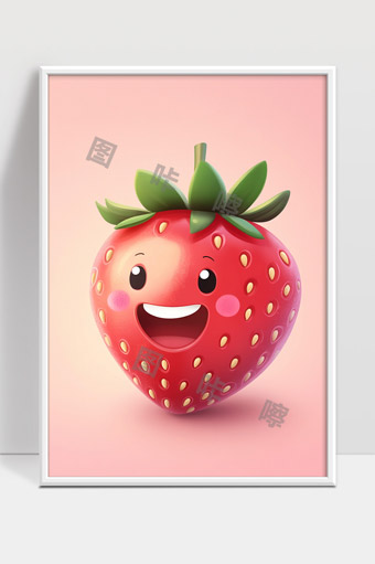 可爱卡通草莓形象微笑表情甜美水果