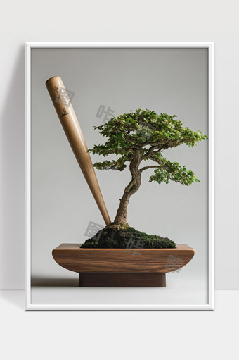 盆景艺术与棒球运动元素结合的创意设计作品