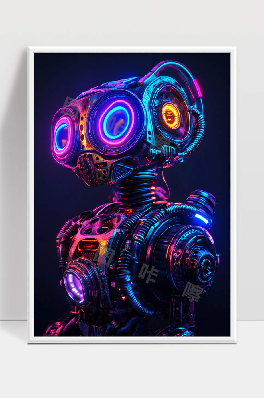 未来科技感霓虹灯光机械机器人形象设计