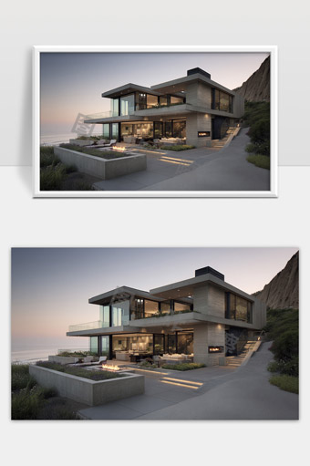 现代海景别墅极简设计豪华舒适环境优雅