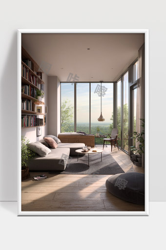 现代简约风格客厅落地窗自然光充足舒适空间设计