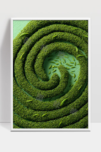 绿色植物螺旋形排列展示自然与生命的艺术之美