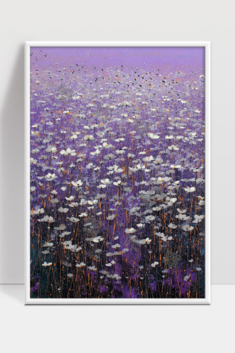 紫色梦境中的白色花海美丽绽放自然风景画