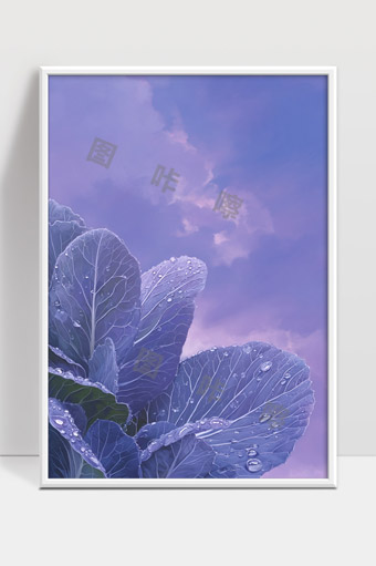 晨露润叶紫色梦境天空自然之美