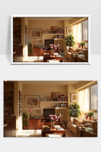 温馨阳光客厅绿植装饰舒适居家环境