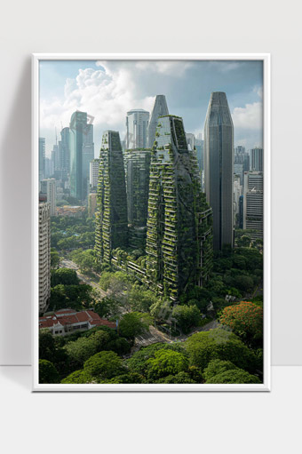 未来城市绿色生态建筑与现代都市融合景观