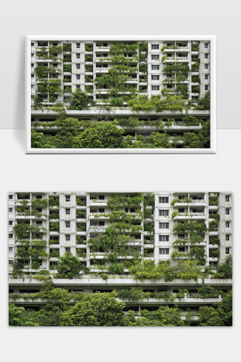 现代城市绿化立体生态建筑与绿色植物融合景观