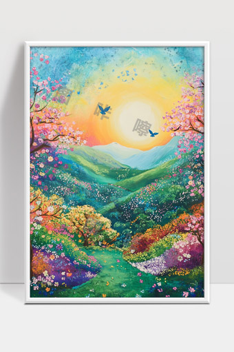 春日山谷花海鸟语美景唯美自然风光