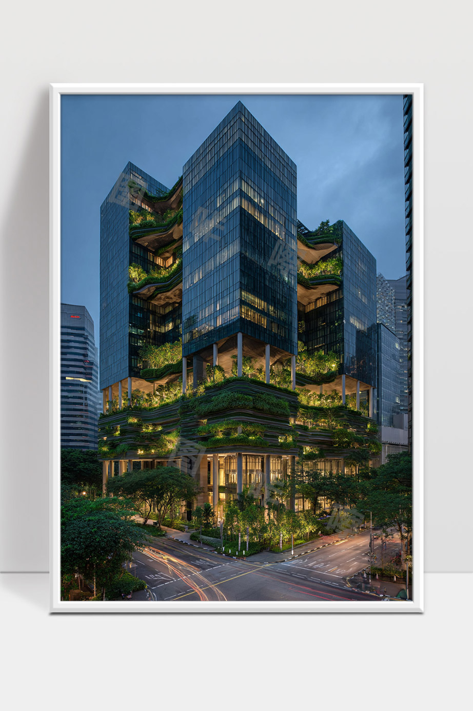 现代城市绿色生态建筑与创新设计夜景