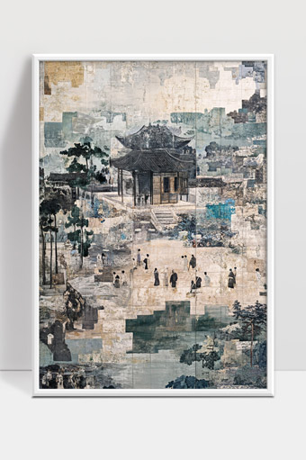 古代园林中士人聚会赏景图