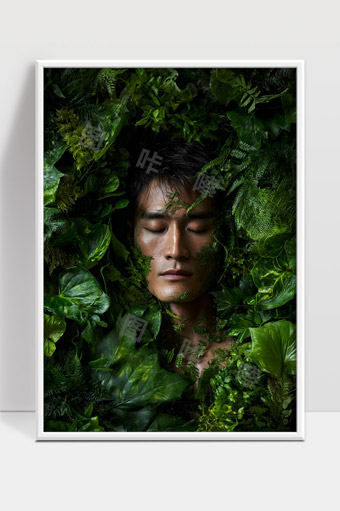 人与自然交融静谧森林中的沉睡男子意境摄影