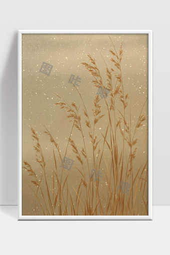 静谧秋日轻风中摇曳的野草细节特写