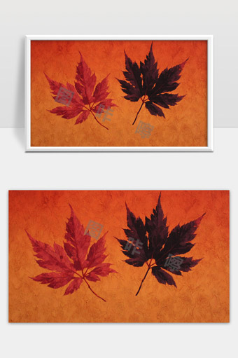 秋季枫叶红叶秋天自然静物艺术绘画
