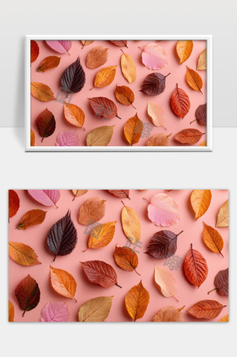 秋天多彩落叶自然美景梦幻背景