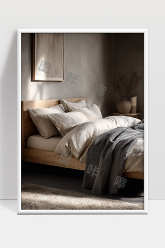 极简自然风卧室温馨木质家具舒适床铺