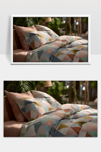 温馨舒适几何图案床上用品卧室布置风格