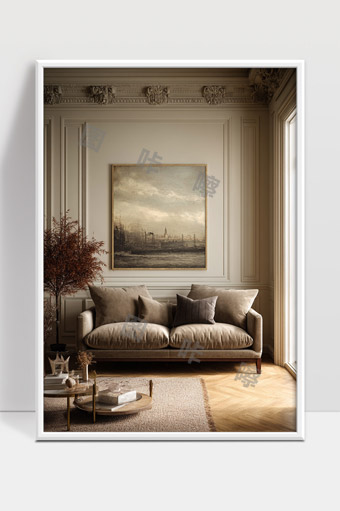 简约欧式风格客厅温馨舒适布艺沙发装饰画设计