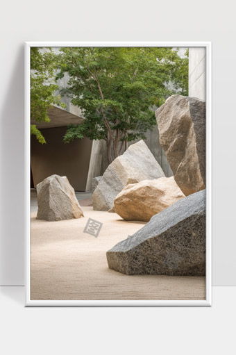 现代建筑环境中的自然石头景观设计