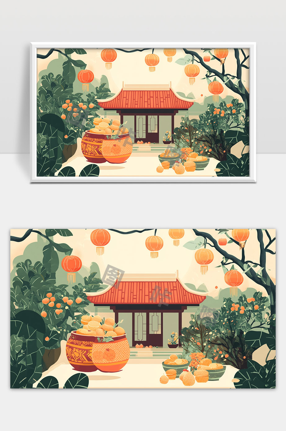 中秋佳节庭院丰收柑橘秋天果实满园景色