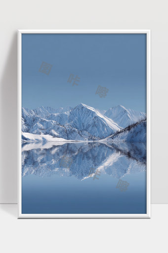 雪山湖泊宁静蓝天倒影自然风光美景