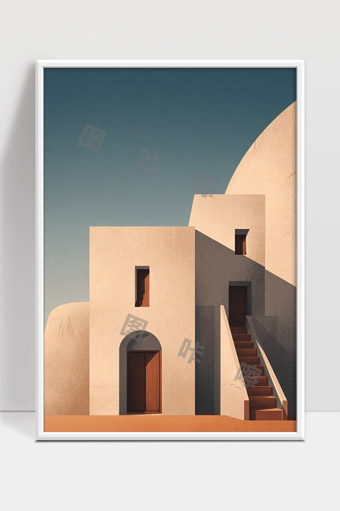 极简主义几何建筑光影与天空完美结合