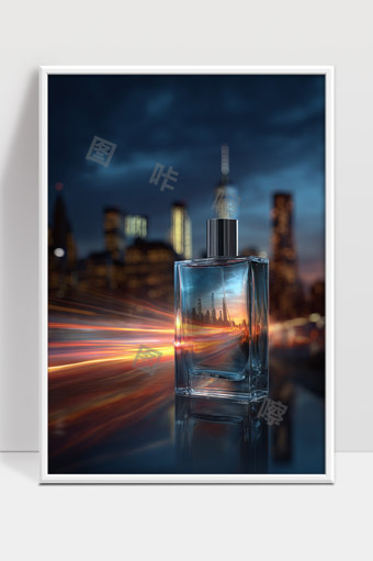 城市夜景与香水瓶完美融合光影艺术展现现代都市魅力